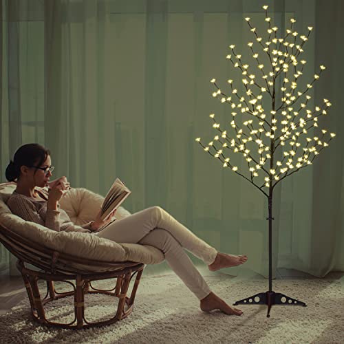 Lightshare Set of 3 LED Cherry Blossom Trees, 4FT 5FT and 6FT Lighted Artificial Trees for Decoration Inside and Outside, Home Patio Wedding Festival Christmas Decor