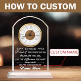 Personalized Crystal Quartz Clock, Retirement Gift for Women, Men, Retirement Clock Quartz Desk Clock, Premium Crystal Clear Glass Plaque, Retired for Teacher, Boss, Leader, Doctor