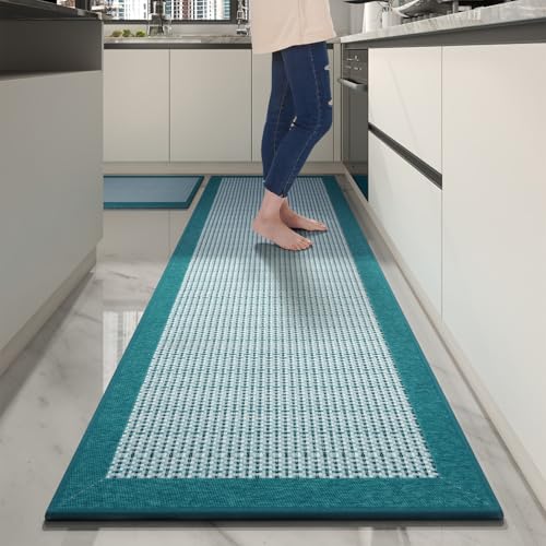 PADOOR Extra Large Kitchen Runner Rugs and Mats 2PCS, 2.5'x6'+20"x32",Teal