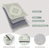 8x10 Non-Slip Washable Livingroom Vintage Area Rug, Sage Green