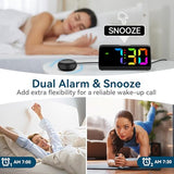 Netzu Loud Alarm Clock for Heavy Sleepers, Plug-in RGB Vibrating Alarm Clocks with Bed Shaker, 5 Dimmers, 2 Alarms and Snooze for Bedrooms Hearing Impaired Deaf Adults (Black)