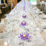 2 Pcs Purple Crystal Lotus Flower Tealight Candle Holder | Glass Votive Candlestick Decor for Home, Wedding, Party & Christmas Table Centerpieces