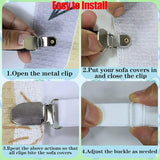 Sofa Cover Holder Straps Suspenders, Sofa Couch Covers Clip Fasteners, Adjustable Elastic Straps for Sofa Seat Recliner Slipcover, Cushion Holders (8, Black) 6-30in/15-75cm