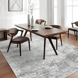 Washable 5x7 Abstract Area Rug: Non Slip Large Rugs for Living Room Grey