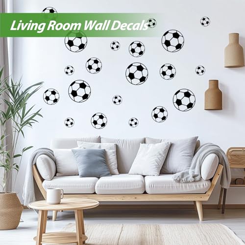 SITAKE 43 Pcs Soccer Stickers, Kids Soccer Ball Stickers Decals for Kids Room, Football Wall Decal Sticker Vinyl Art DIY Sticker for Boys Bedroom Playroom Living Room Window Door Decoration