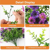 Artificial Hanging Flowers for Outdoors, 2 Pcs Fake Hanging Plants Spring Summer Decor, UV Resistant No Fade Faux Silk Daisy Flower for Planters Front Door Porch Patio Yard Garden(Double Purple)