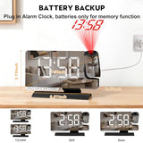 SZELAM Digital Clock,Alarm Clock Bedside with Projection,7.3" Mirror Clock with 180°Rotating Projector,Dual Alarm with 3 Mode,Brightnee Adjust,DST,Snooze,Charging Port,5 Levels Volume for Desk Teens