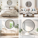 Round Black Mirror, 30 Inch Circle Black Mirror, Metal Frame Round Wall Mounted Mirrors for Bathroom, Living Room, Bedroom, Entryway, Vanity