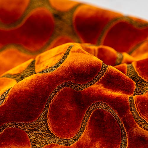 Yangest Orange Square Throw Pillow Cover Wavy Velvet Cushion Cover Modern Zippered Pillowcase for Sofa Couch Bedroom Living Room Chair, 18 x 18 Inch