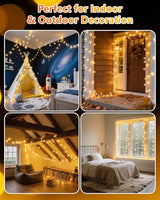 Twinkle Star 100 LED Star String Lights, 33FT Plug in Fairy String Lights Waterproof for Bedroom Decor, Indoor, Outdoor, Wedding Party, Christmas Tree, New Year, Ramadan, Warm White