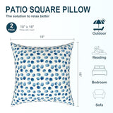 DYTXIII Pack of 2 Waterproof Outdoor Pillow with Inserts, 18x18 Square Patio Decorative Throw Pillow for Home,Sofa,Bench and Patio Furniture,Brush Blue