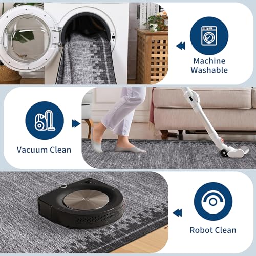 GarveeHome Non Slip 2x10 Hallway Runner Low Pile Washable Neutral Carpet