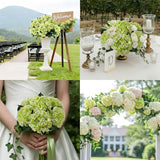 6PCS Realistic Artificial Silk Hydrangea Flowers – Premium Fake Hydrangea Flowers Bouquets with Stems, Full Faux Hydrangea Blooms for Home Wedding Table Party Office Decorations(Light Green)