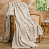 Bedsure GentleSoft 100% Cotton Large Throw Blanket for Couch 50x70 inches - Cooling Breathable and Lightweight, Soft Cozy Herringbone Woven Cotton Throw for Summer, Linen Beige Office Chair Blanket