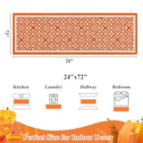 Fall Hallway Runner Rug Washable Orange Autumn Kitchen Mat 2x6 ft