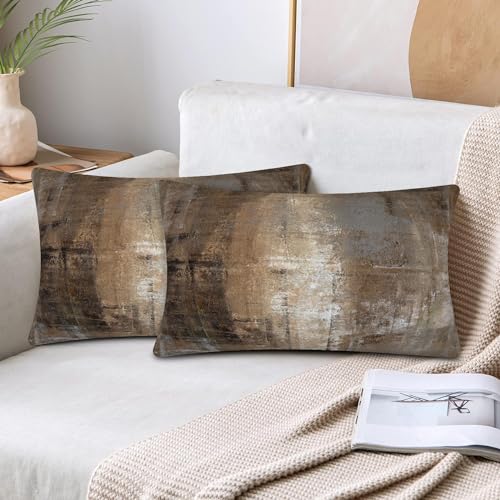 Throw Pillow Covers for Couch, 20x12 Inch, Set of 2, Taupe