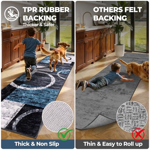 2x8 Washable Modern Abstract Runner Rug Non-Slip for Hallways