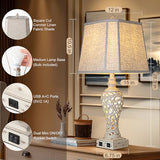 LuxSight Collection 28.5" Table Lamps Set of 2 - Bedside Lamp with Fabric Shades - for Bedroom and Living Room with USB and Nightlight - Perfect for Nightstands and Bedrooms