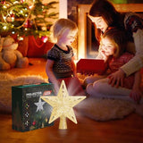 Winpull Christmas Tree Topper Lighted with 6 Pattern Projection Modes, Christmas Star Tree Topper Built-in LED Rotating Lights, Gold 3D Glitter Dynamic Projector for Christmas Decorations