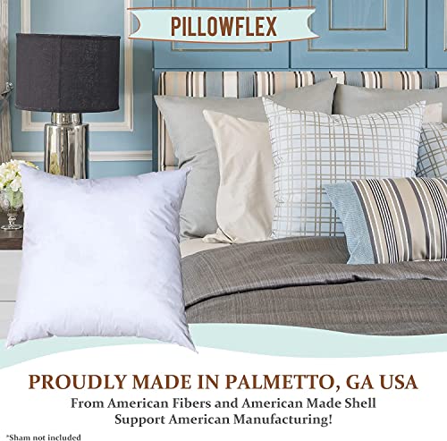 Pillowflex Premium Polyester Pillow Insert – 15x15 - Square Pillows Form, Machine Washable, Soft Sham Supports, Decorative Form for Covers and Throw Pillows, Hypoallergenic - Made in USA - 2 Pack