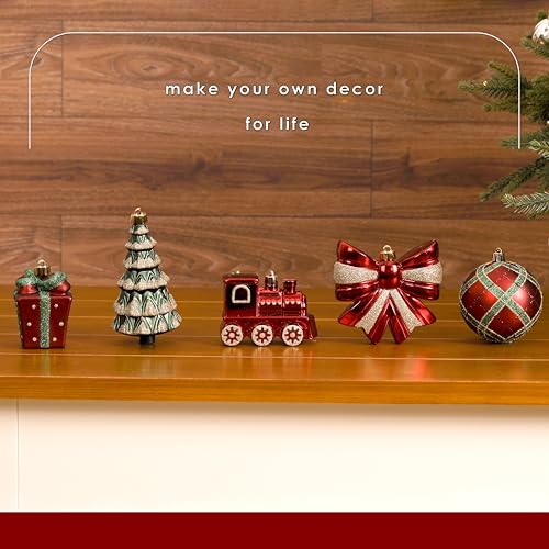 Alupssuc 82pcs Christmas Balls Ornaments Set, Delightful Classic Gift Set, Shatterproof Plastic Decor for Xmas Tree Holiday Wedding Party Decorations with Hanging Strings, Gold, Red and Green