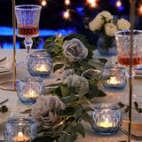 48 Pcs Blue Round Candle Holders Bulk Glass Candle Holders