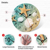 TAHEAT 8 Inch Coastal Seashell Starfish Wall Clock, Accurate Decorative Clocks, Silent Non Ticking Easy to Read Wall Clock for Bedroom/Living Room/Kitchen