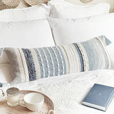 BlissBlush Coastal Blue Decorative Lumbar Pillow Cover 14x36 Boho Long Body Pillow for Bed Farmhouse Lumbar Throw Pillow for Couch Modern Accent Textured Throw Pillowcase