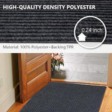 LITA Hallway Runner Rug Double Gray Stripe with PVC Backing, Non-Slip Waterproof, Washable Outdoor Indoor Carpet for Floor, Entryway, Kitchen, Laundry, Balcony, Garage, 2' x 6'