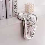 Melting Clock, Salvador Dali Watch Melted Clock for Decorative Home Office Shelf Desk Table Funny Creative Gift, Rome Silver