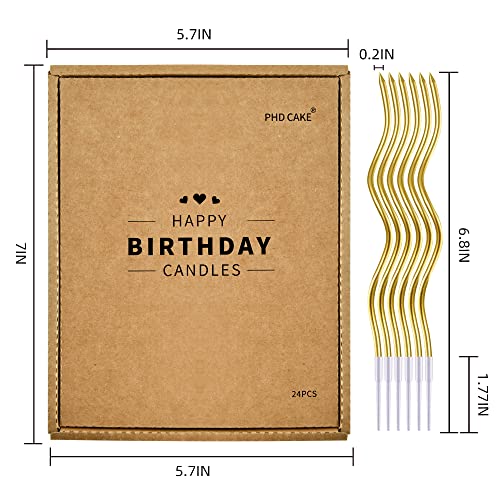 PHD CAKE 48-Count Gold Spiral Long Thin Metallic Birthday Candles, Cake Candles, Birthday Parties, Wedding Decorations, Party Candles