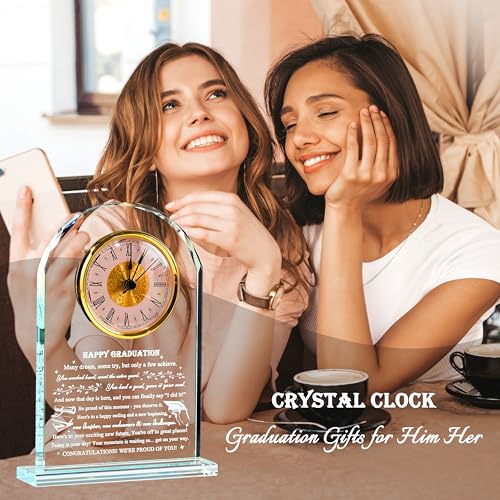 Qianwei Graduation Gift for Her Him - Crystal Clock Class of 2026 Gifts Present Women Men College Middle High School Congrats Grad Graduate Present Keepsake for Masters Degree Phd Senior Student