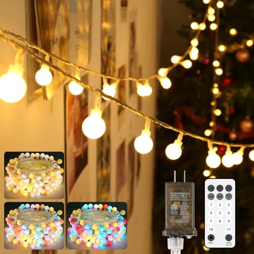 OMIKA 50FT Connectable Globe String Lights Outdoor Waterproof, 150 LED Fairy Lights with Remote Timer, Multicolor and Warm White Plug in Pastel String Lights for Indoor,Bedroom, Party, Classroom Décor