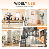 Hasipu Home Gym Mirror, 48"x24" Each, 2-Pack Frameless Wall Mounted Mirrors with Glass Clamps & 1 Aluminum Rail, Large Body Mirror for Home Gym, Yoga Studio, Bedroom, Silver Tempered Glass