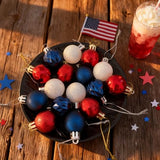 HipTree Mini Patriotic 4th of July Tree Ornaments Decorations,30ct 1.18 Inch Red White Blue Christmas Ornaments Set for Tree,Baubles for Memorial Day, Independence Day,Veterans Day, Flag Day