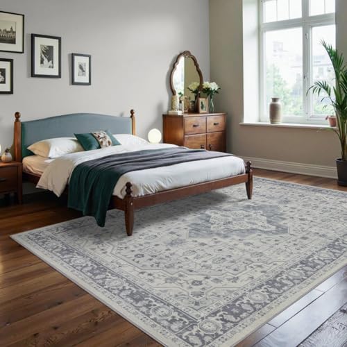 6x9 Washable Area Rug for Living Room,Blue Quartz