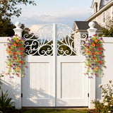 Homsunny Artificial Hanging Flowers for Outdoor, 8PCS Fake Flowers Faux Silk Daisy with Eucalyptus Leaves, UV Resistant Aritificial Outdoor Flowers for Spring Home Patio Balcony Yard Porch Decor