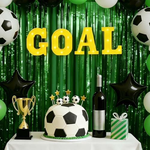 Honoson 4 Pcs Soccer Party Decorations Goal LED Lights Sign Soccer Football Birthday Decorations Sports Theme Table Decor for 2026 Gameday Tailgate Fans Match Point Party Supplies