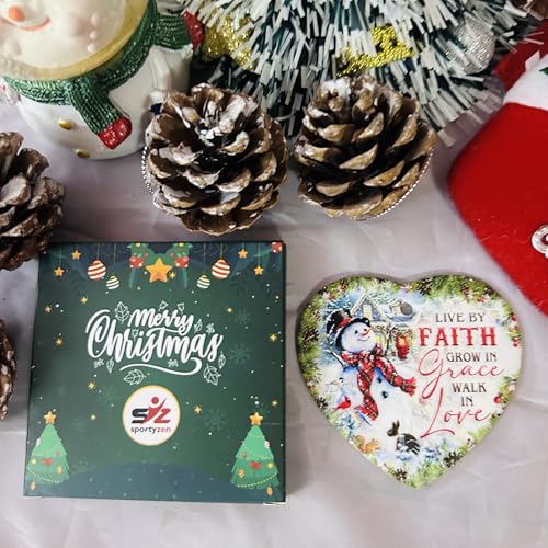 2025 Christmas Ornament - Inspirational Snowman Ceramic Ornament - Live by Faith, Grow in Grace, Walk in Love, Keepsake for Faithful Celebrations, for Family, Friends