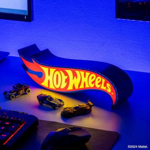 Paladone Hot Wheels Logo Light – Officially Licensed Racing Logo Icon Night Light, Racetrack Playroom Decor and Gift for Boys and Girls, Toy Car and Bedroom Accessory