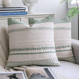 Boho Throw Pillow Covers 18x18 Inch Set of 2, Sage Green Textured Decorative Couch Pillow Cases for Farmhouse Home Decor, Accent Cushion Cover for Sofa, Bed, Living Room, Bedroom