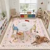 Soalmost Dog 8x10 Pink Area Rugs for Baby Girl Nursery, Washable Soft Rug