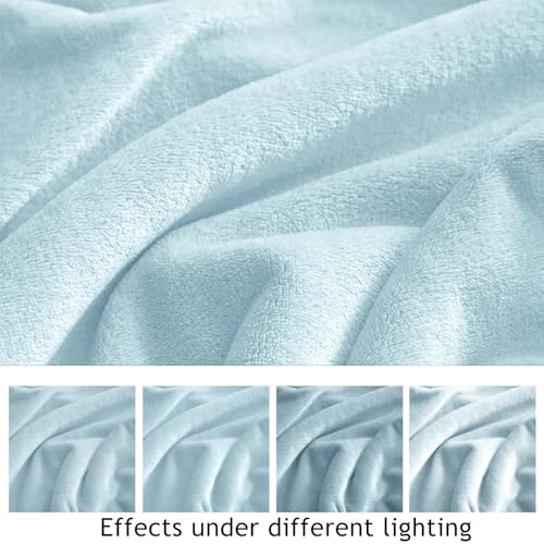 KMUSET Fleece Blanket Mist Blue Lightweight Super Soft Cozy Fuzzy Bed Blankets Microfiber Factory Shop