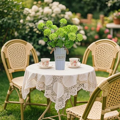 Hydrangea Artificial Flowers Fake Hydrangeas - Silk Flowers 4 Pack 28 Inch Long with 12 Real Touch Blooms, Snowball Viburnum for Wedding and Home Decor (Green)