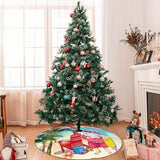 Mele Kalikimaka Hawaii Christmas in July Beach Santa Claus 36 Inch Christmas Tree Skirt Carpet Mat Funny Party Soft Cover Mat Decor Supplies for Xmas Halloween Decorations Occasion Farmhouse
