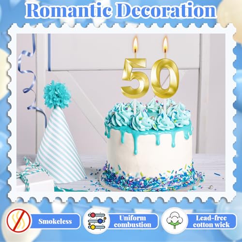 50th Birthday Candles for Cake,Birthday Decorations for Him Her,Number Candles for Cake Toppers Party Anniversary