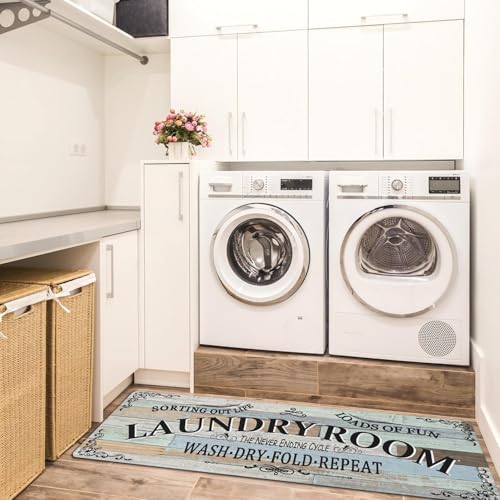 Non Slip Laundry Room Rug - Farmhouse Kitchen Floor Mat -Laundry Room Rug- Runner Decor -Washable Floor Carpet for Washroom Mudroom Kitchen Bathroom Hallway-20 x48