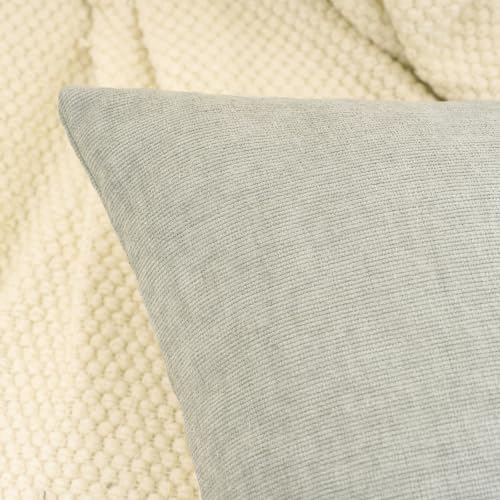 HWY 50 Decorative Chenille Throw Pillow Covers Light Gray 16x16 Inch