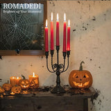 Romadedi Halloween Candelabra, Black 5-Arm Candle Holder 11.8", Set of 6