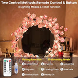 Cherry Blossom Tree Branch Lights for Wall,Cherry Enchanted Willow Vine Lights,with 48 LED and 8 Lighting Modes,Remote Timer,for Bedroom Wall Doors Windows Wedding Christmas Holiday (47inch)